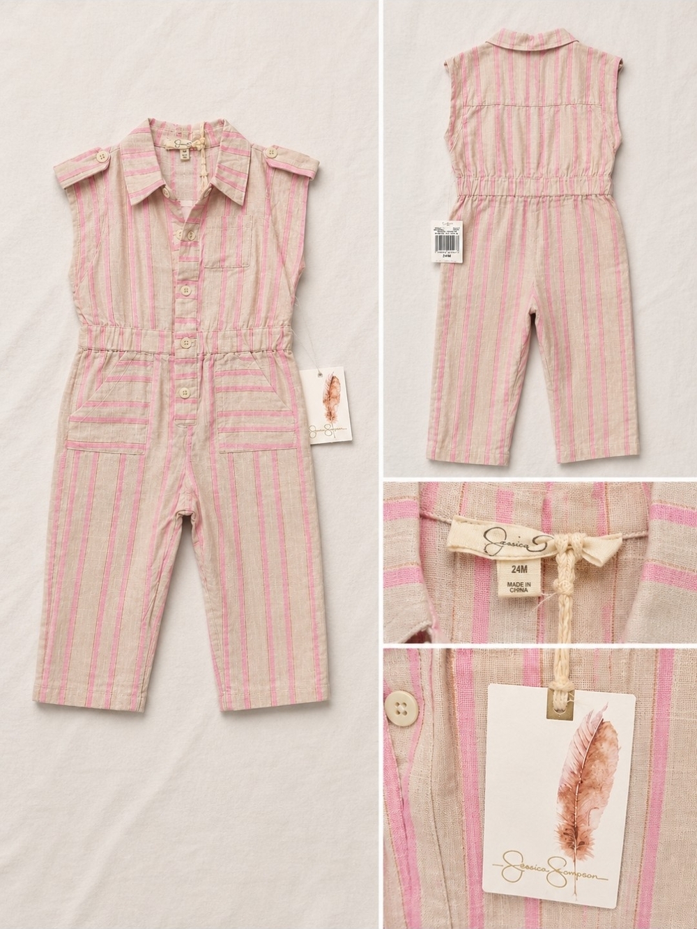 Jessica Simpson Pink Stripe Kids Jumpsuit